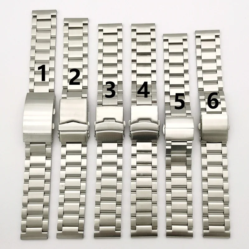 Silver Black Straight End Stainless Steel Quick Release Watch Band Vintage Bracelet 18-24mm Smart Watch Replacement Strap