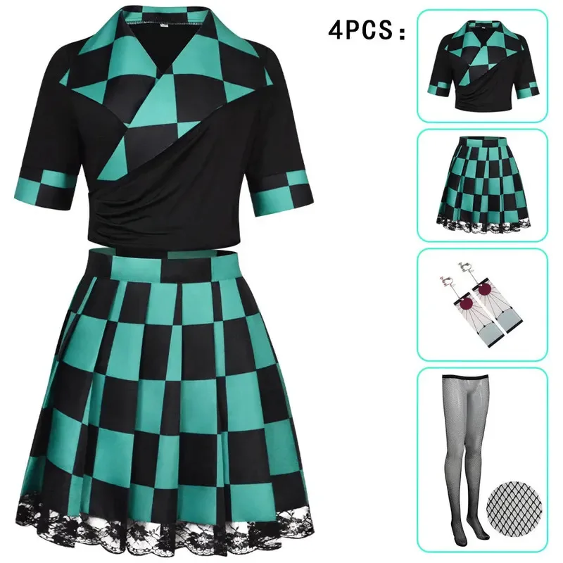 Disfraz de Demon Slayer Kamado Nezuko, disfraz de Kamado Tanjirou Kochou Shinobu, vestido de sirvienta de Halloween, traje de Anime para mujer