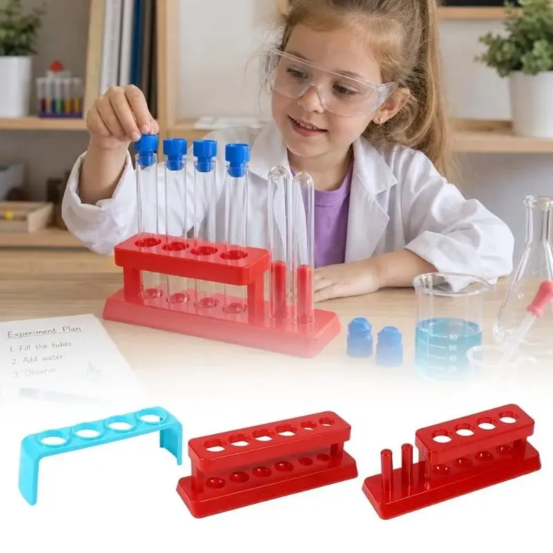 Support pour tubes à essai en plastique, épaissi, durable, cadeau idéal pour les enfants, les jeunes scientifiques et les élèves en sciences.