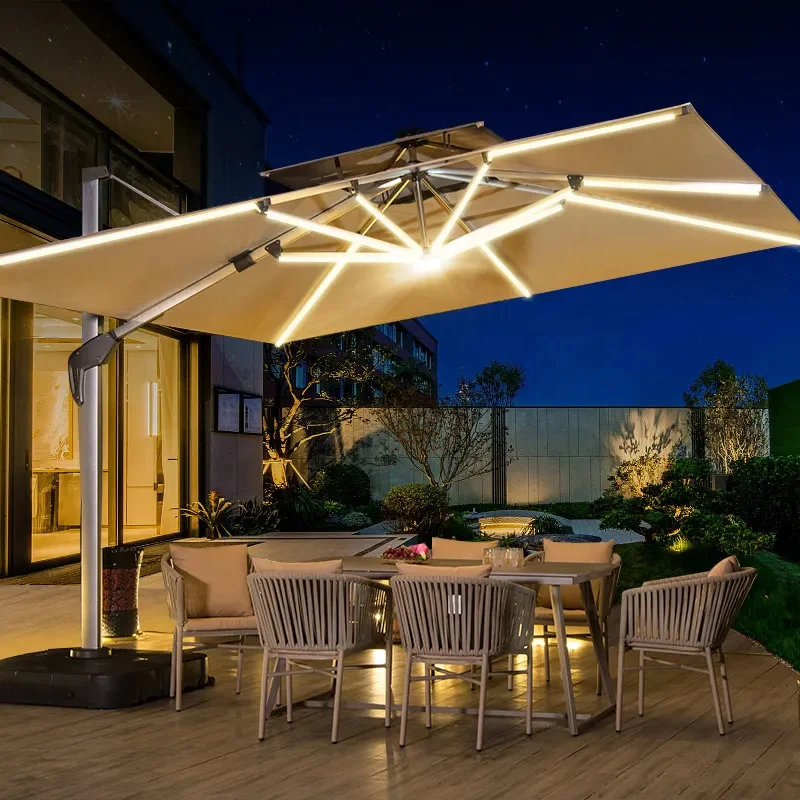 

12Ft Sun Umbrella and Base Light Emitting Diode Parasol