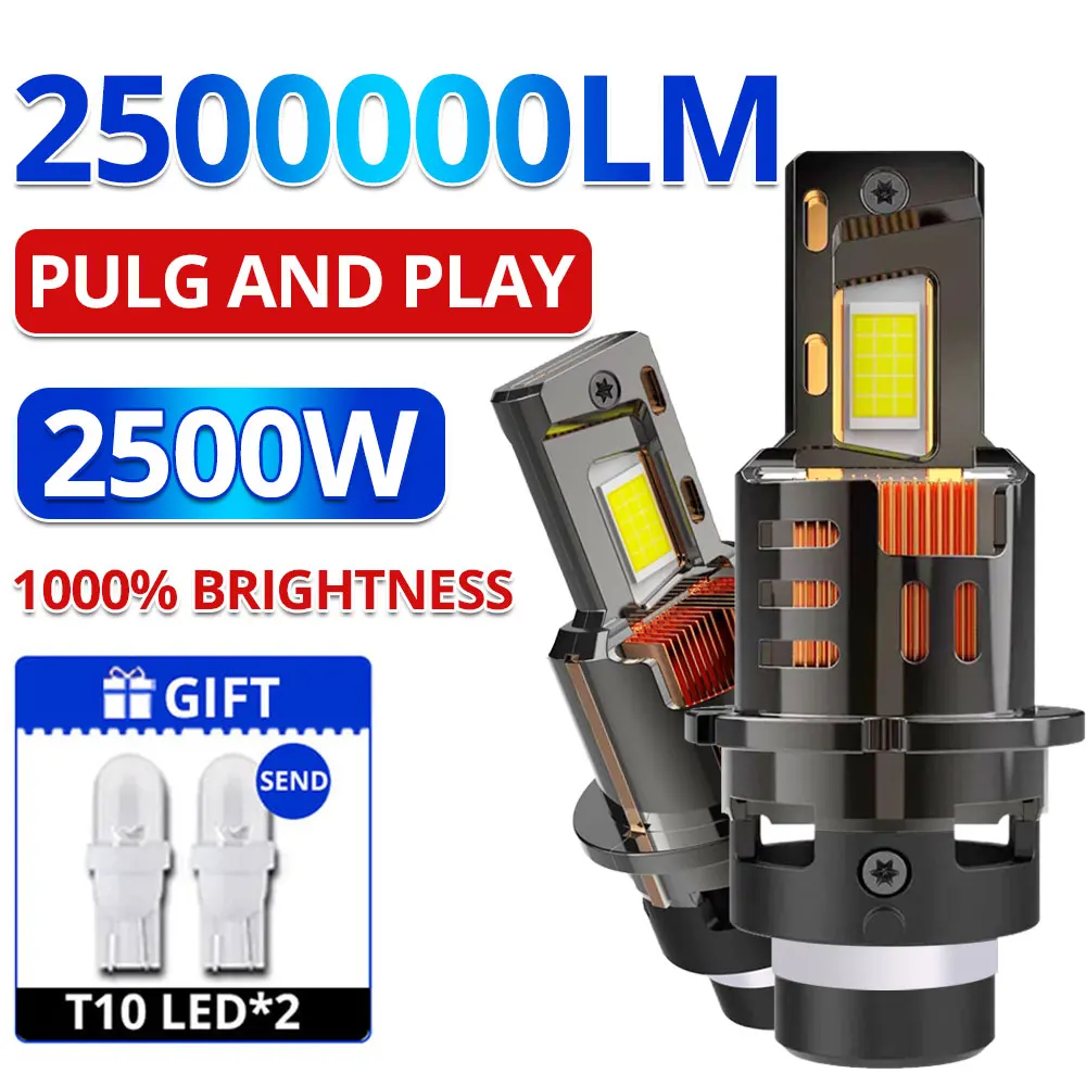 

D2S D4S Led Car Headlight Bulb Canbus 1:1 Xenon Bulbs HID D2R D4R LED 2500W Car Lamp Auto Light 6000K Plug and Play 12V