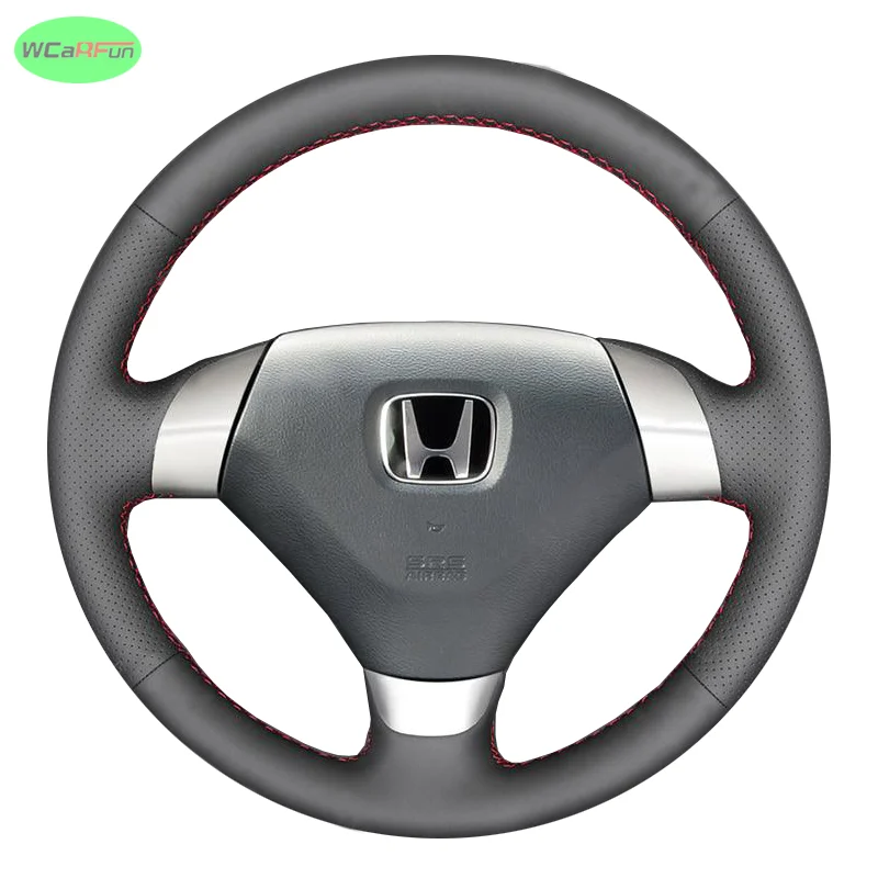 

DIY Hand-stitched Black Soft Faux Leather Car Steering Wheel Cover For Honda Accord 7 Coupe 2003-2007 (3-Spoke)