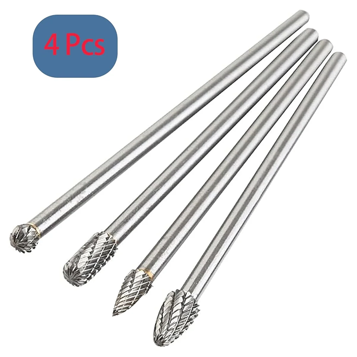 

ABNJ 4pcs 6-Inch Carbide Rotary Burr Set 6 mm (0.25 Inch) Shank Long Reach Double Cut Tungsten Carbide Rotary File Set