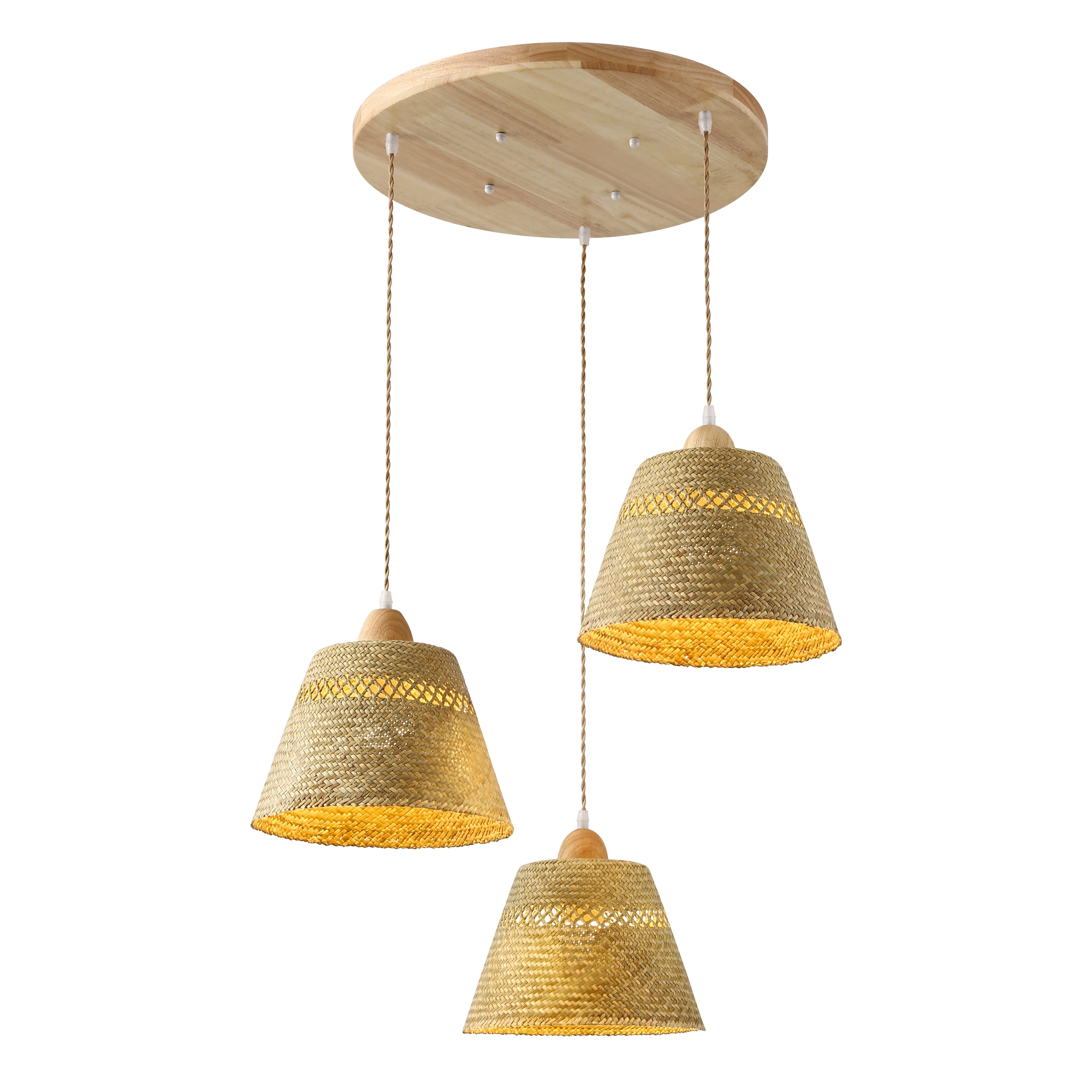 Japanese  hand-woven chandelier wabi-Sabi residential bedroom straw lamp rattan lamp shade