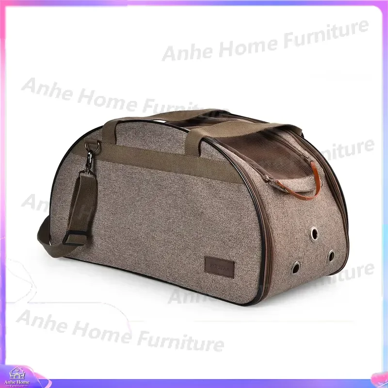 Durable Outdoor Artificial Linen Pet Carrier Bag for Small Medium Dogs Cats Fashion Airline Approved Travel Transport Crate