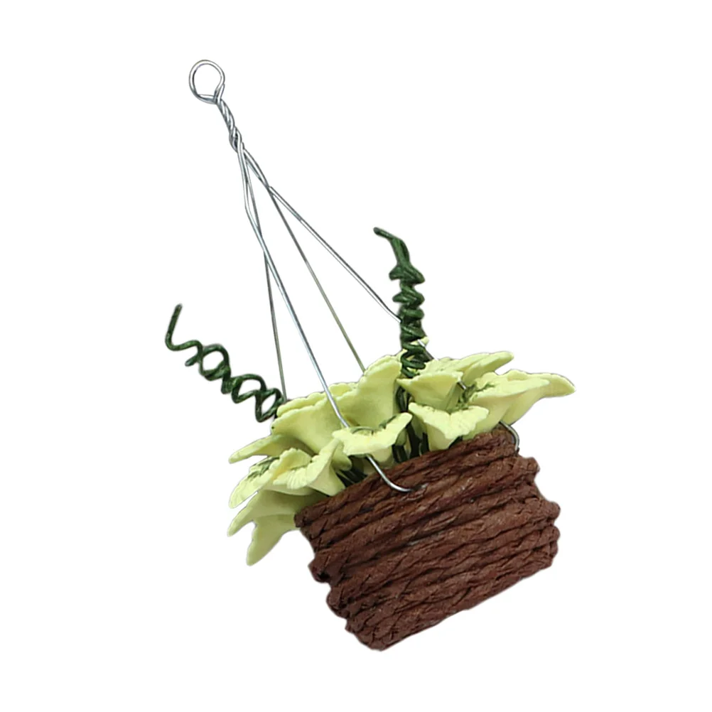 

Resin Mini Hanging Basket Yellow Maple Plants Decor Accessories Kids Room Playhouse Furniture Mini House Potted Plants