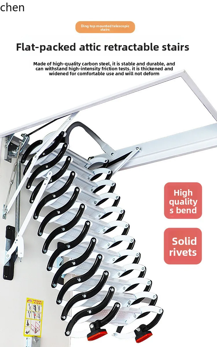 

X-13 Carbon Steel Hidden Attic Ladder for Home Duplex Villa Indoor Outdoor Attic Stair Folding Invisible Stretch Ladder