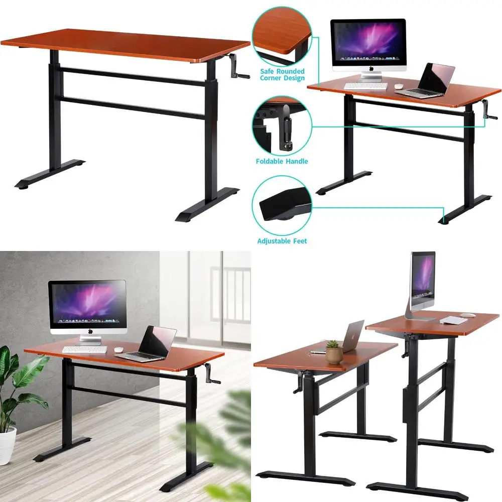 

Adjustable Height Heavy Duty Game Desk, Crank Mechanism Desk, Manual Standing Computer Desk