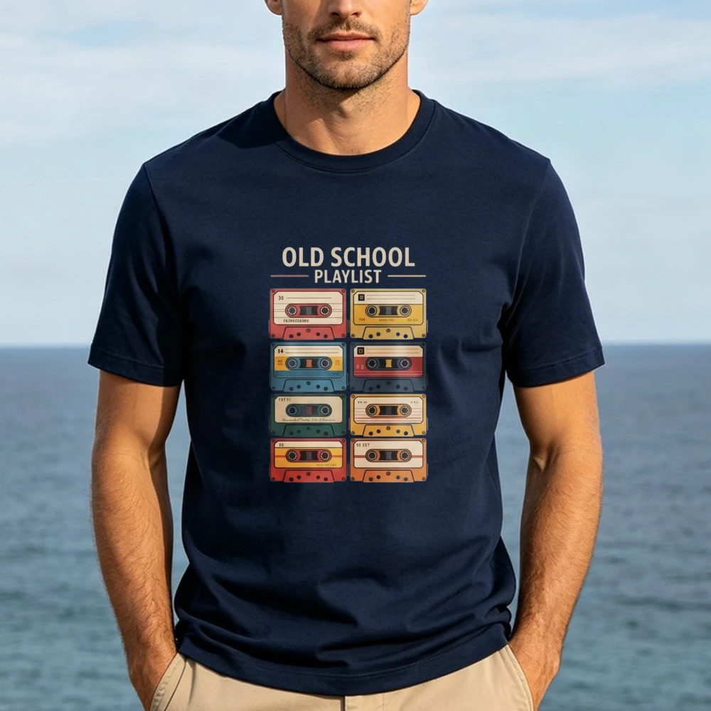 Old School Playlist Streetwear Shirt Retro 80's 90's Music Party Tee Music Mix Tape Cassette Player Men's Women's Vintage Shirt