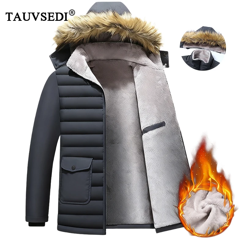 

Winter Man Fleece Windproof Casual Jacket Men Outdoor Warm Thicken Detachable Hat Jacket Man Pocket Work Jacket Park Windbreaker