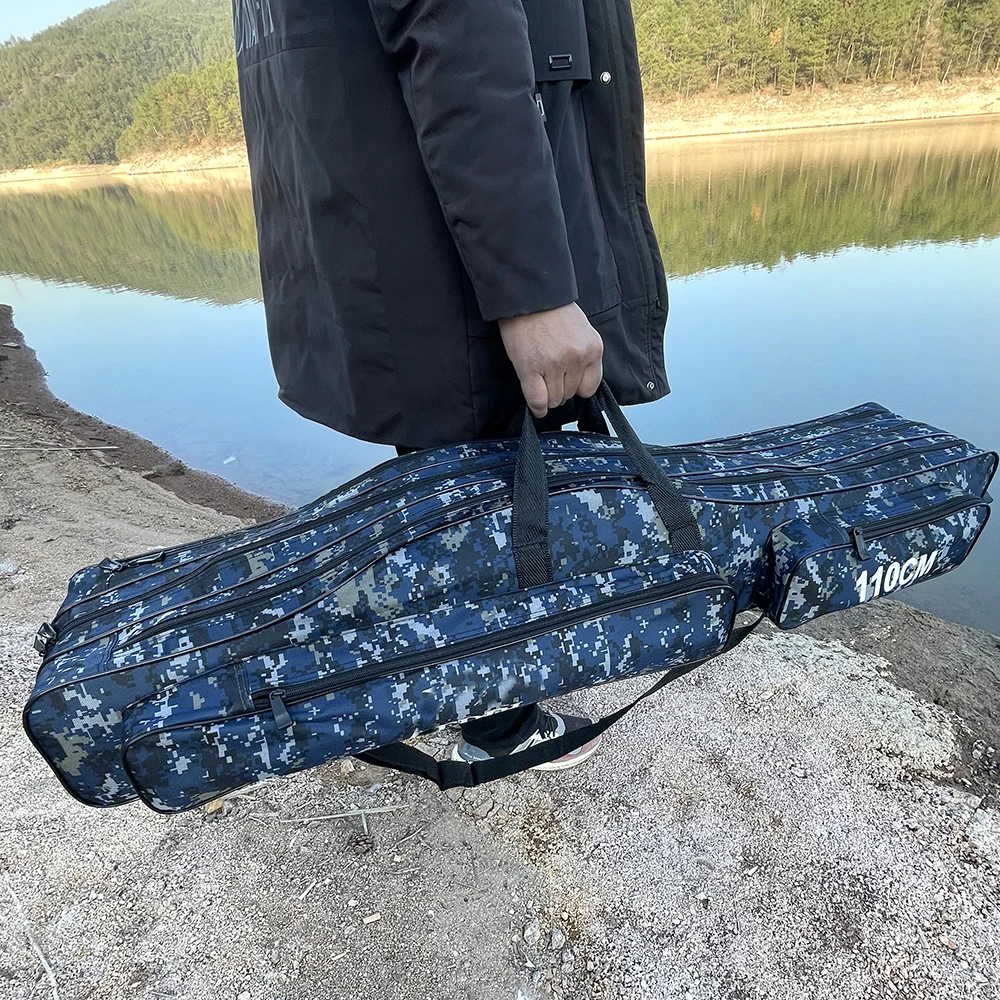150/130/120/110cm 2/3 Layer Large Capacity Collapsible Fishing Rod Bags Oxford Cloth Sea Fishing Tackle Foldable Package view 4