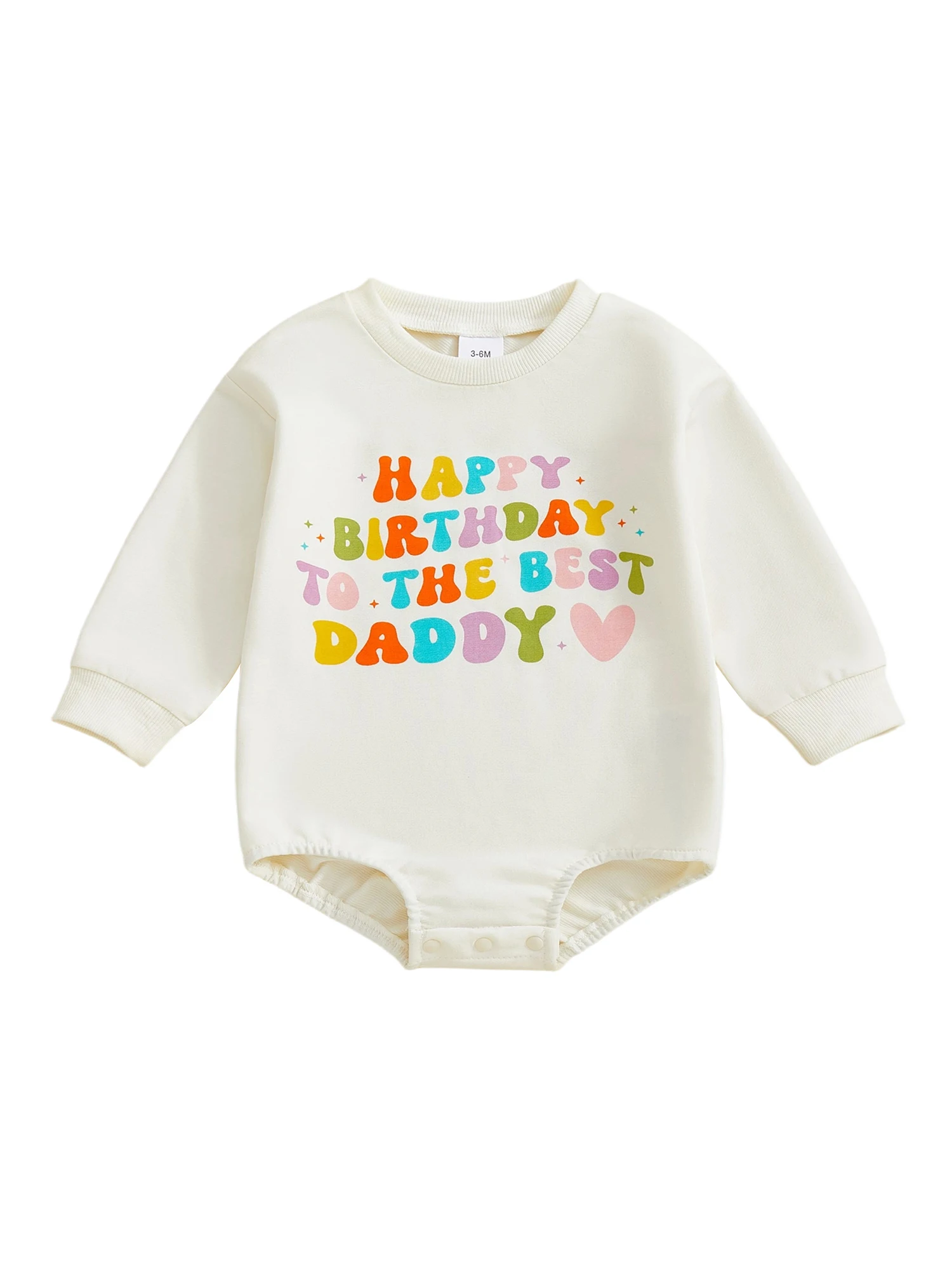 

Infant Toddler Unisex Romper Long Sleeve Round Neck Letter Print Loose Jumpsuit for Birthday Celebration