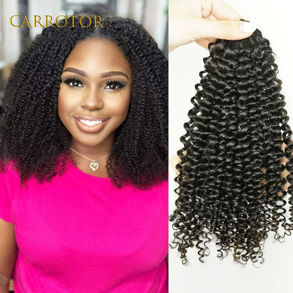 Ekstensi Rambut Crochet Keriting Tebal Tanpa Simpul, Ekstensi Rambut Crochet Pra-Pemisah, Rambut Asli 100% Rambut Manusia