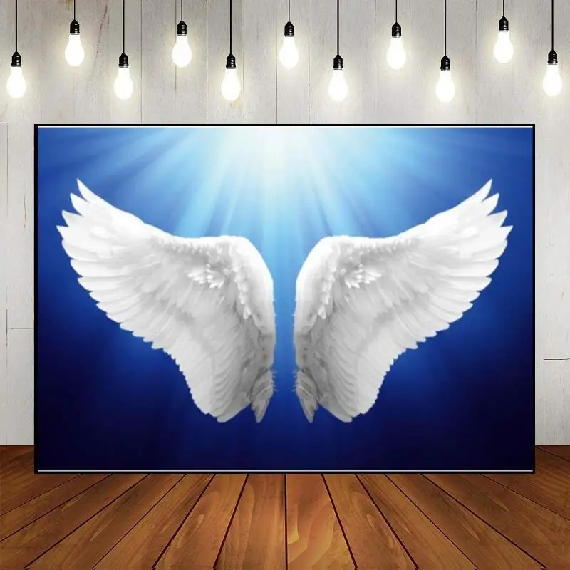 Wings Background Flying Sky Sunshine Photo Angel Custom Birthday Backdrop Banner Photography Backdrops Butterfly Decoration Blue