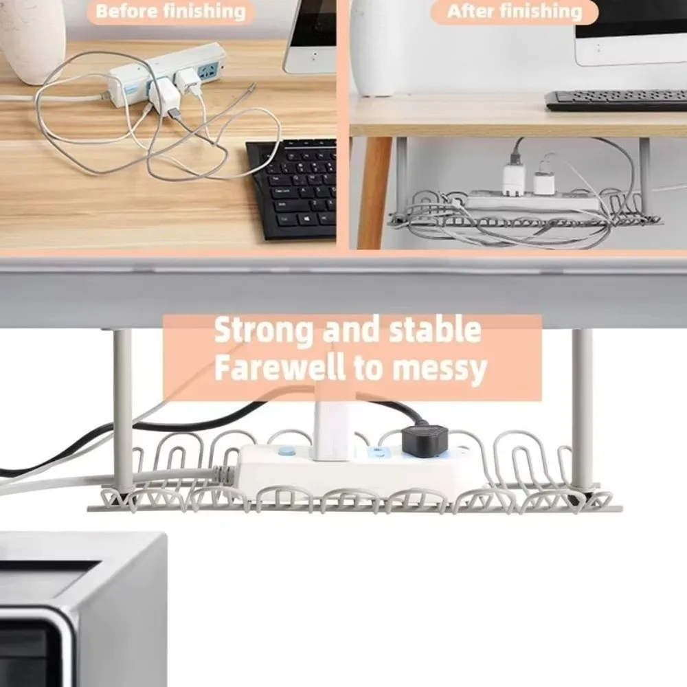 Under Desk Cable Management Tray Organizer Multi Purpose Computer Monitor Power Strip Cord Holder Plastic Storage Rack - view 5