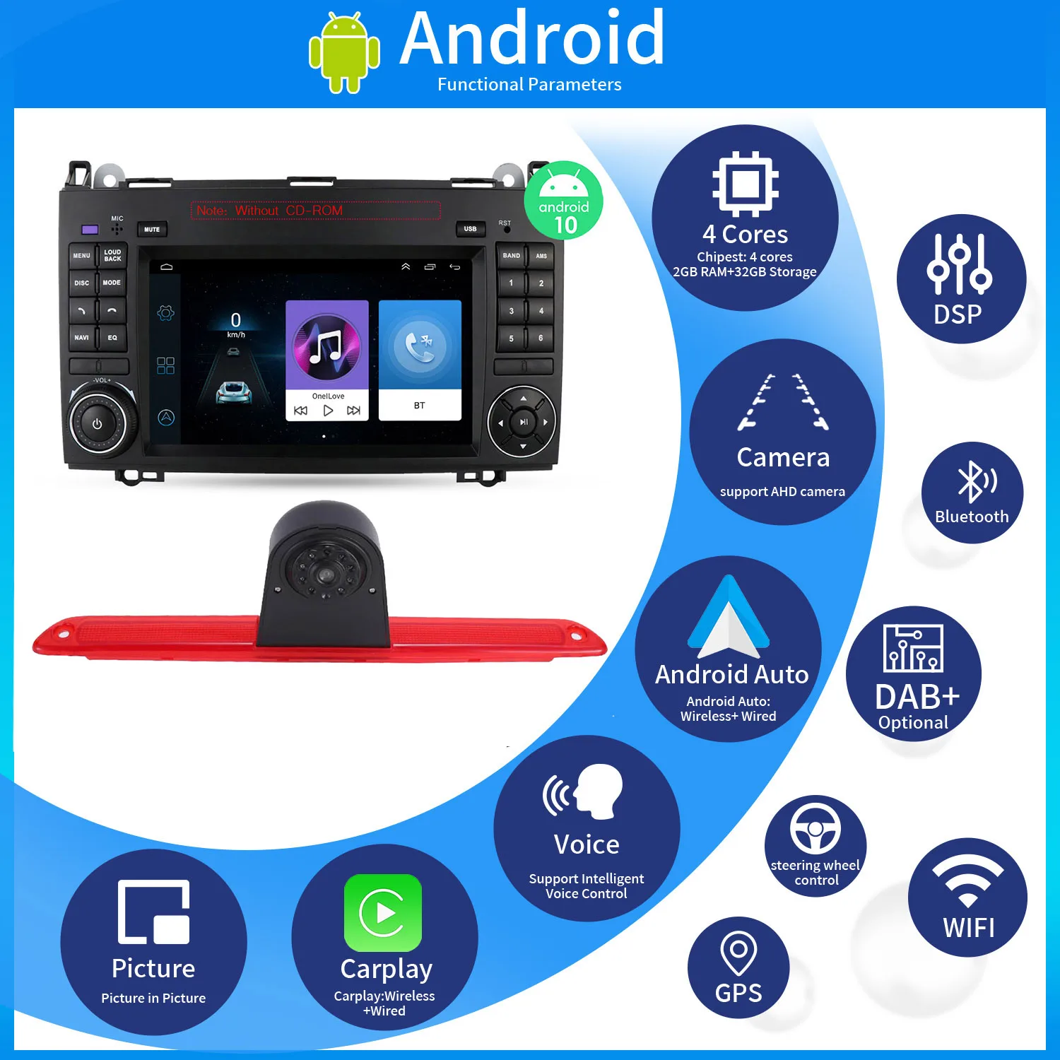 Android car radio with Bluetooth carplay GPS Navigation+HD reverse camera for Mercedes Benz Sprinter W906 VW Crafter Caravelle