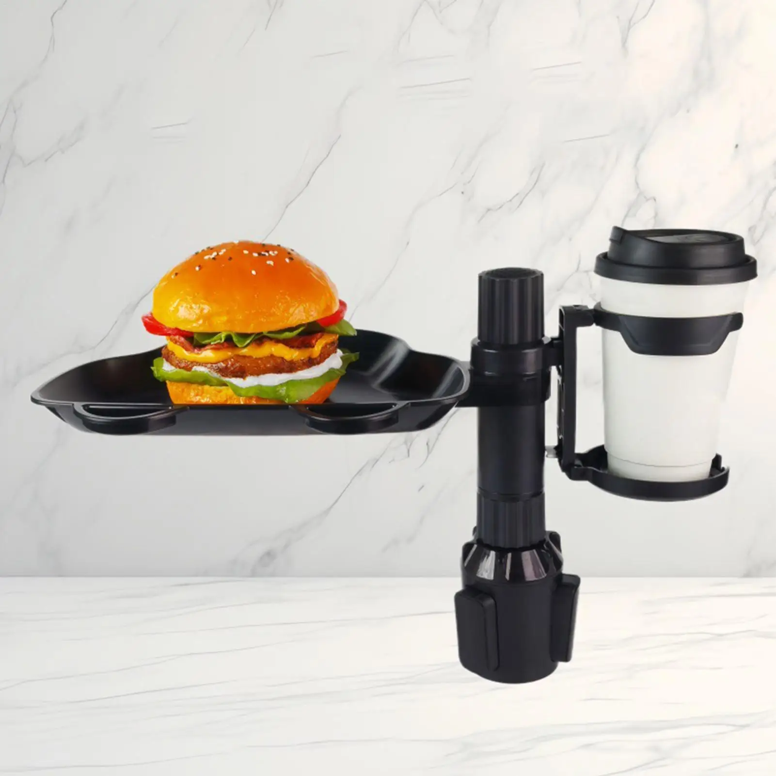 

Вращающийся на 360° органайзер для напитков, поднос для еды с подстаканником, многофункциональная стойка для хранения для дорожного стола на заднем сиденье