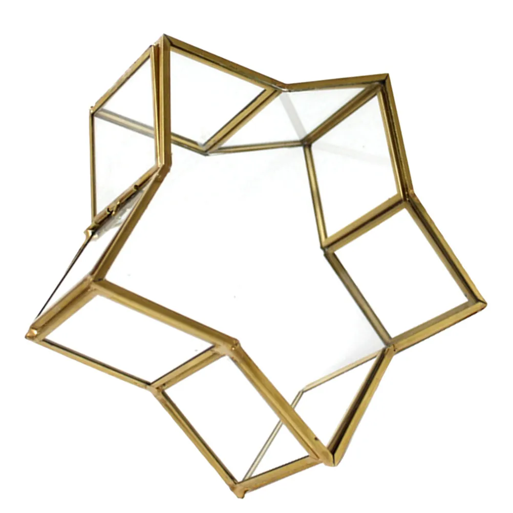 

Стеклянная шкатулка для украшений в форме звезды, уникальный органайзер для ювелирных изделий в форме пятиконечной звезды, витрина, упаковка для сохраненных цветов, подарок на день рождения