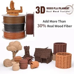 Wood 3D Printer Filament,Wood PLA Filament 1.75mm,Wood Color More Than 30% Real Wood Fiber White Pine/Sandalwood/Ebony/Rosewood