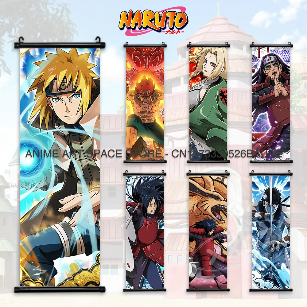 

Naruto Hanging Painting Canvas Anime Poster Gai Print Cartoon Characters Wall Art Uchiha Madara Scrolls Pictures Home Decor Gift