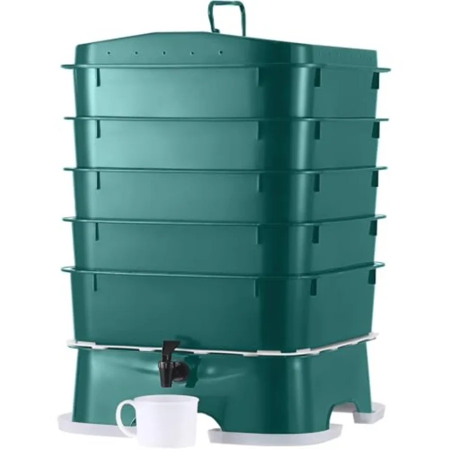 

The Original Plus 5-Tray Worm Compost Bin Indoor Outdoor Vermicomposting System, Continuous Flow Food Waste Recycler for Organi