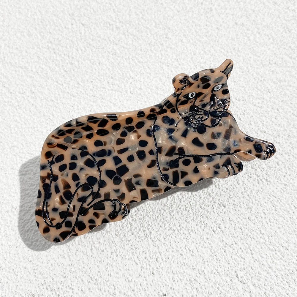 AENSOA Nischendesign Leopardenmuster Tiger Grab Cartoon Haarnadel Frauen Persönlichkeit Wildtier Essigsäure Clip Hinterkopf Hai Clip – Detail 8