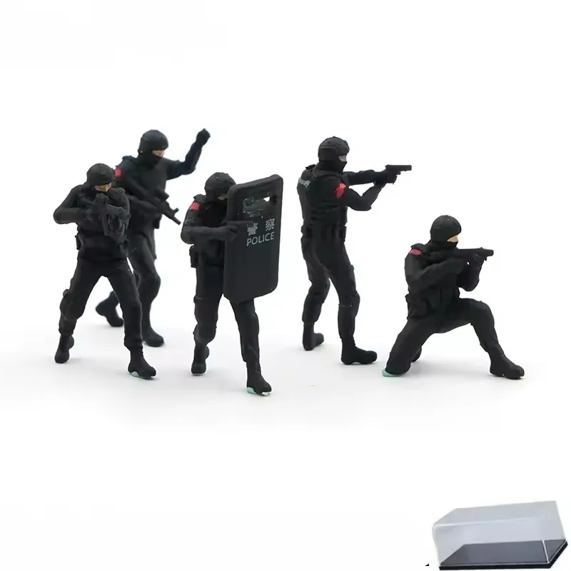 Nowy 1/64 Żywiczny Nowoczesny Tarcza Sił Specjalnych SWAT Policja Broniona Żołnierze Scena Akcesoria DIY Figurka Akcji Kolekcja Zabawek