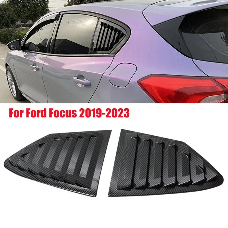For Ford Focus ST-LINE MK4 2019-2023 Rear Window Shutter Cover Trim Window Louver Side Vent Gloss Black Carbon Look Accessories