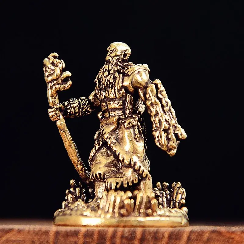 Brass‑aged Druid Forest Mage Miniature Wargaming Figure Soldier Warrior Figurine Model DIY Decoration Craft Gift