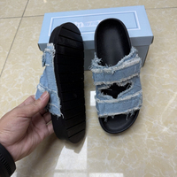 New Thick Bottom Denim Double Strap Casual Versatile External Slippers