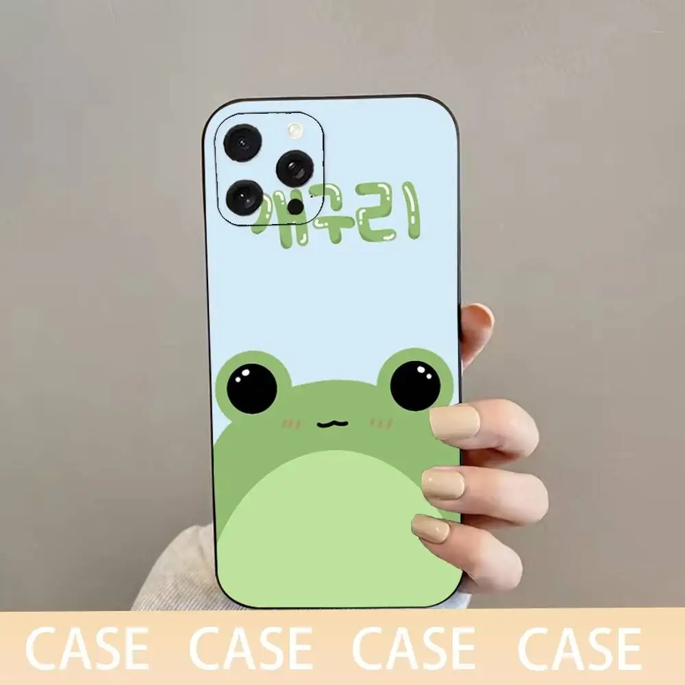 حافظة هاتف C-Cartoon F-Frog لهاتف iPhone 16,15,14,13,12,11 Plus,Pro Max,XS,X,XR,SE,Mini,8,7,غطاء أسود من السيليكون الناعم #3