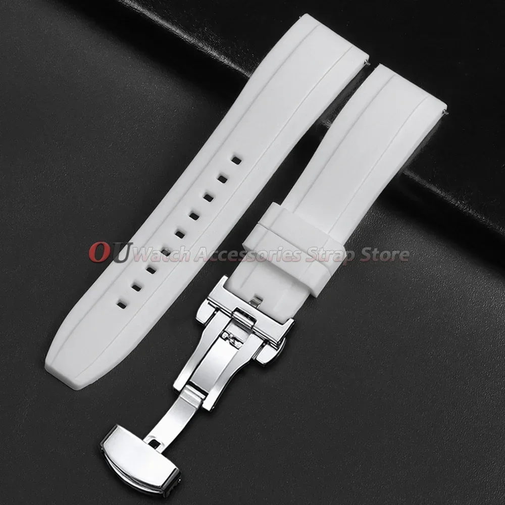 Silikon-Uhrenarmband 20mm 22mm für Seiko für Rolex für Omega Schnellverschluss-Uhrenarmband Schmetterlingsverschluss Gummi Damen Herren Armbänder – Detail 9