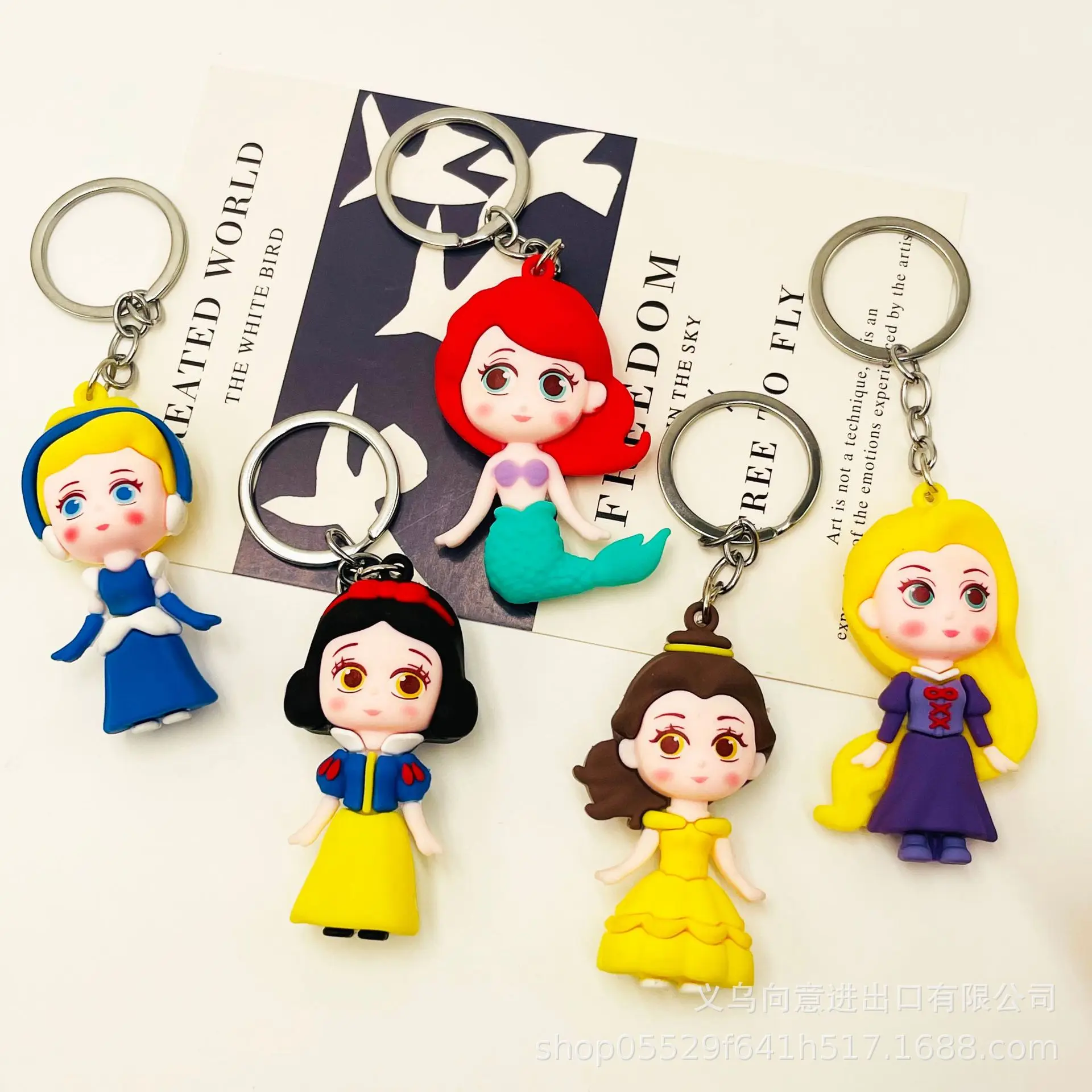 Cartoon Mermaid Princess Cinderella Snow White Key Chain Free Shipping Creative Gifts Action Figure Car Key Chain DIY Jewelry