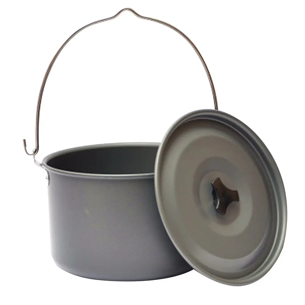 

Portable Camping Hanging Pot Large Capacity Lightweight Aluminum Alloy Outdoor Cooking Cookware for Picnic Hiking Adventure