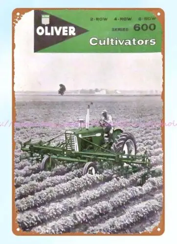 1960 Oliver 600 Cultivator Tractor Barnyard Country Farm metal tin sign