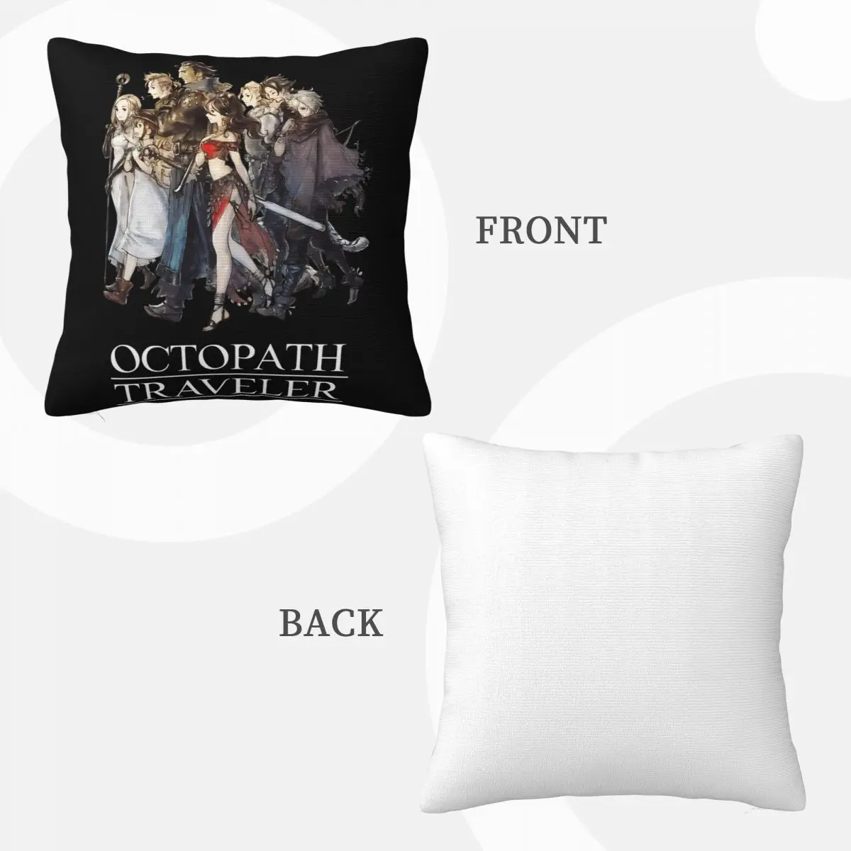 Octopath Traveler - Travelers Logo Pillowcase Pillow Covers 45X45 Cushions Cover Pillow Case Pillow Cover image 3