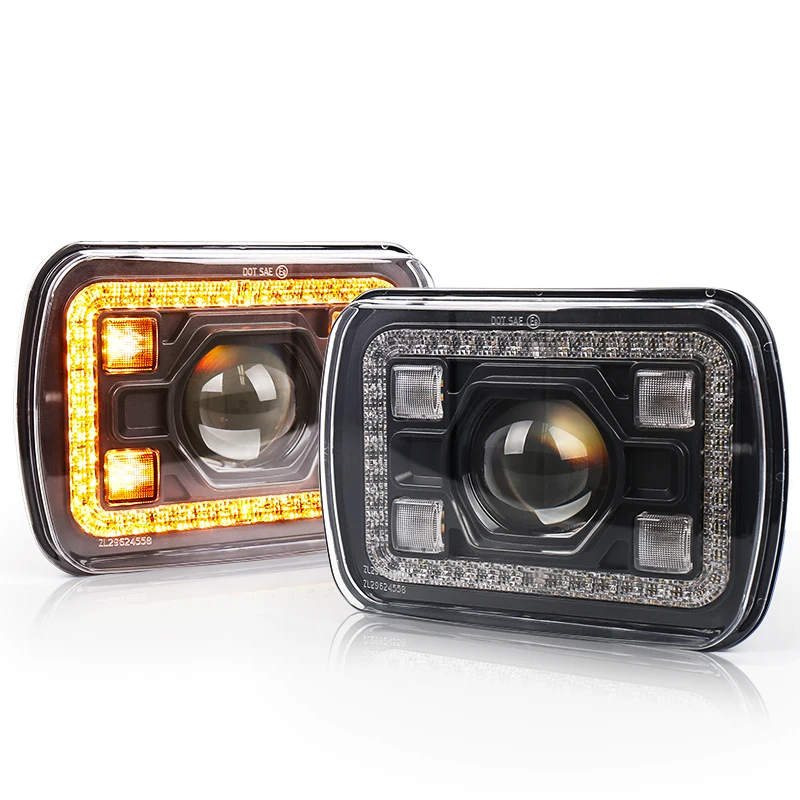 

OVOVS 7x6 LED Headlights With Turn Signal DRL Hi/Low Beam 5X7 Inch Led Headlight For Jeep Cherokee XJ