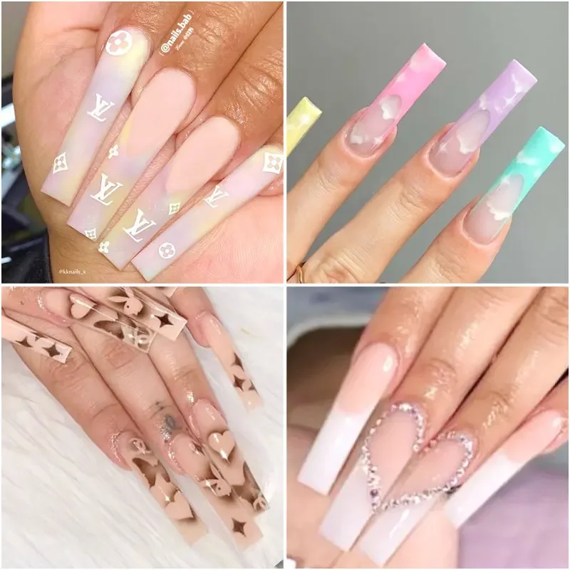 240pcs/Box XXL Extra Straight Nail Tips Long Square Coffin False Nails C Curved ABS Fake Nails Manicure Salon Nail Art Tools image 4
