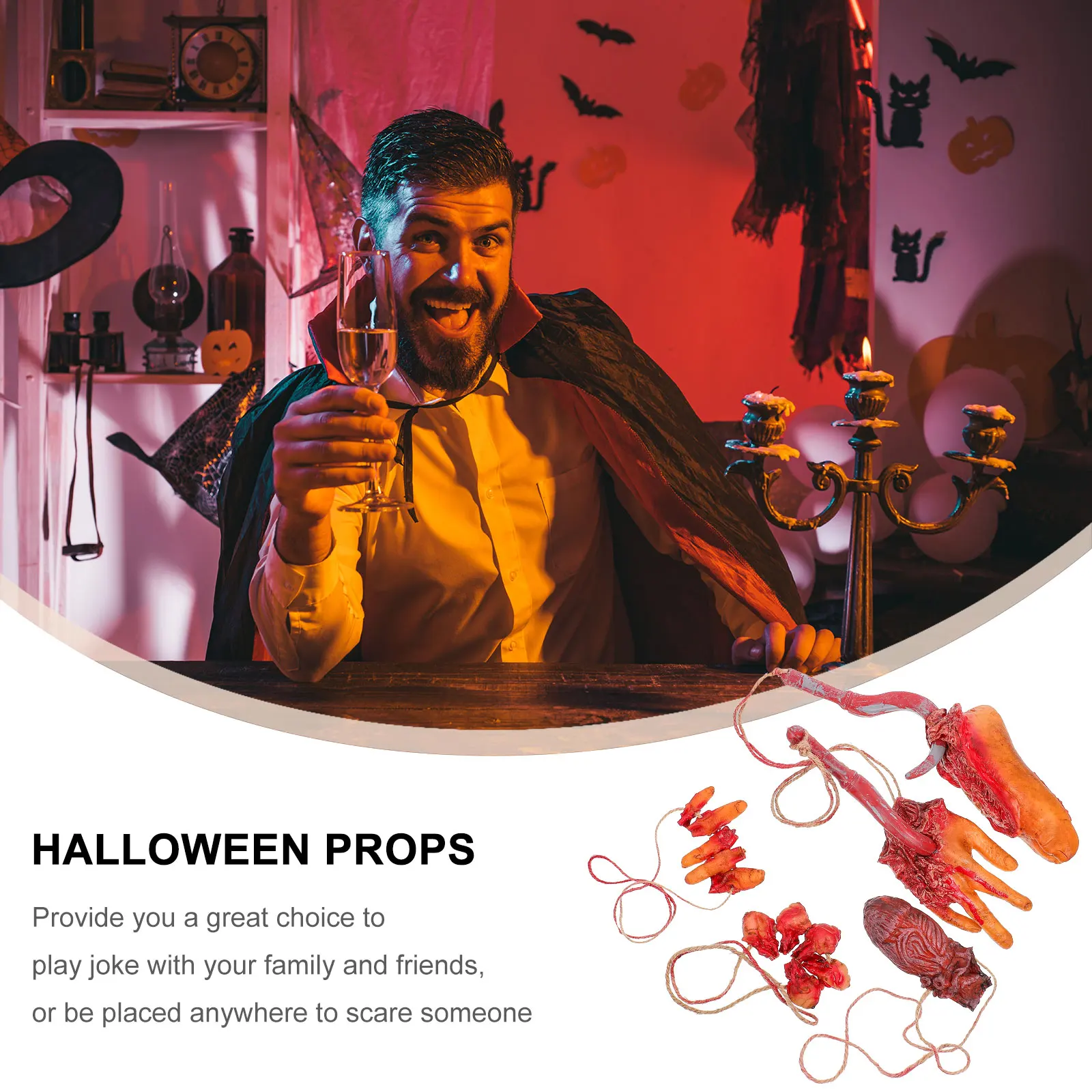 

1Set Broken Body Parts Halloween Decorations Realistic Human Organs Severed Hand Foot Fingertips Haunted House Scene Props