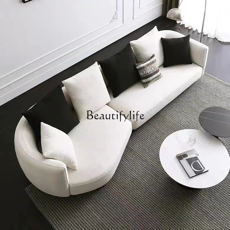 

Italian Velvet Sofa Arc-Shaped Corner Nordic Light Luxury and Simplicity Living Room Special-Shaped Sofa