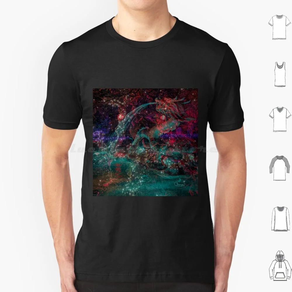 

Футболка Magic Dragon 6xl, хлопковая крутая футболка Water Dragon Lights Mizuchi Chenoartworks Chenoa Willow Magic Fountain River Water