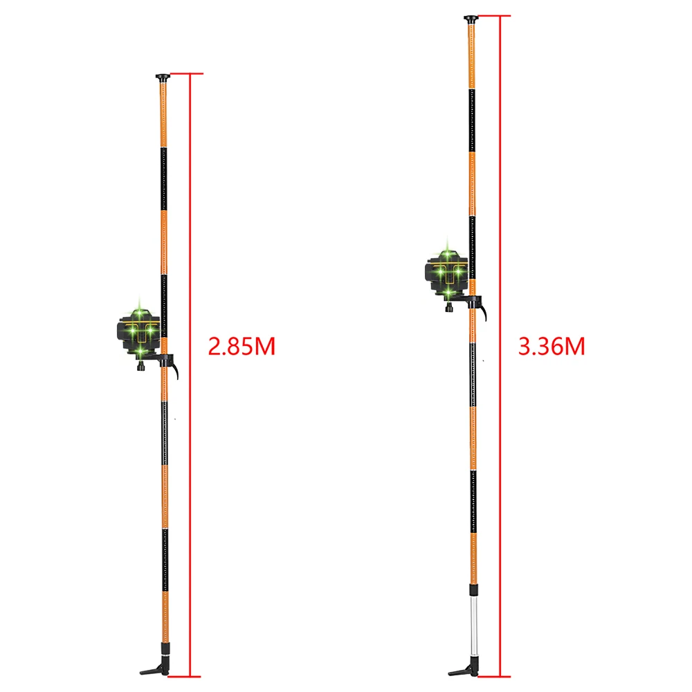 KEZERS 3.36M Tripod Stand For Laser Level Telescoping Pole With 1/4\