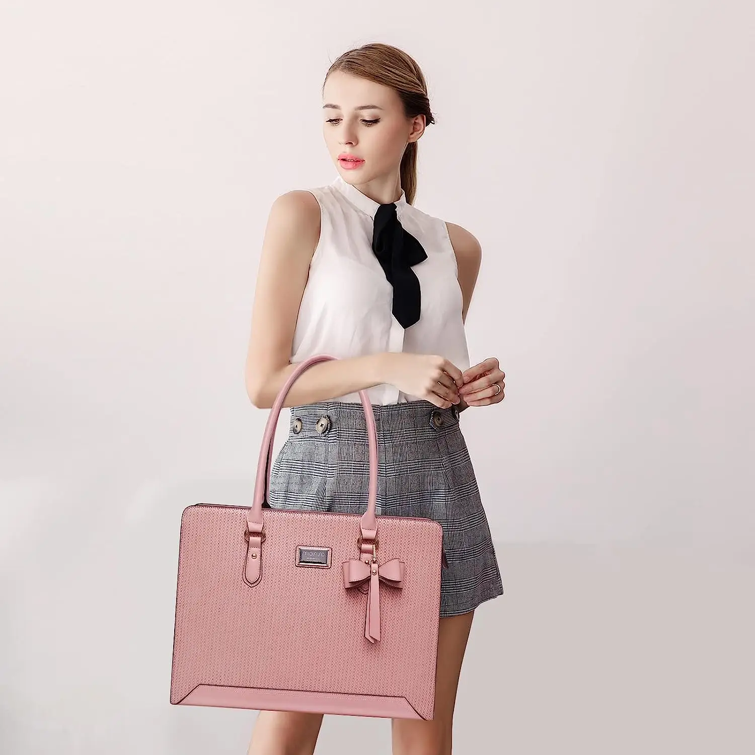 Laptop Tote Bag for Women 15 16 inch Shoulder Messenger Bag Large Capacity Woven Travel Work Office Computer Briefcase Handbags