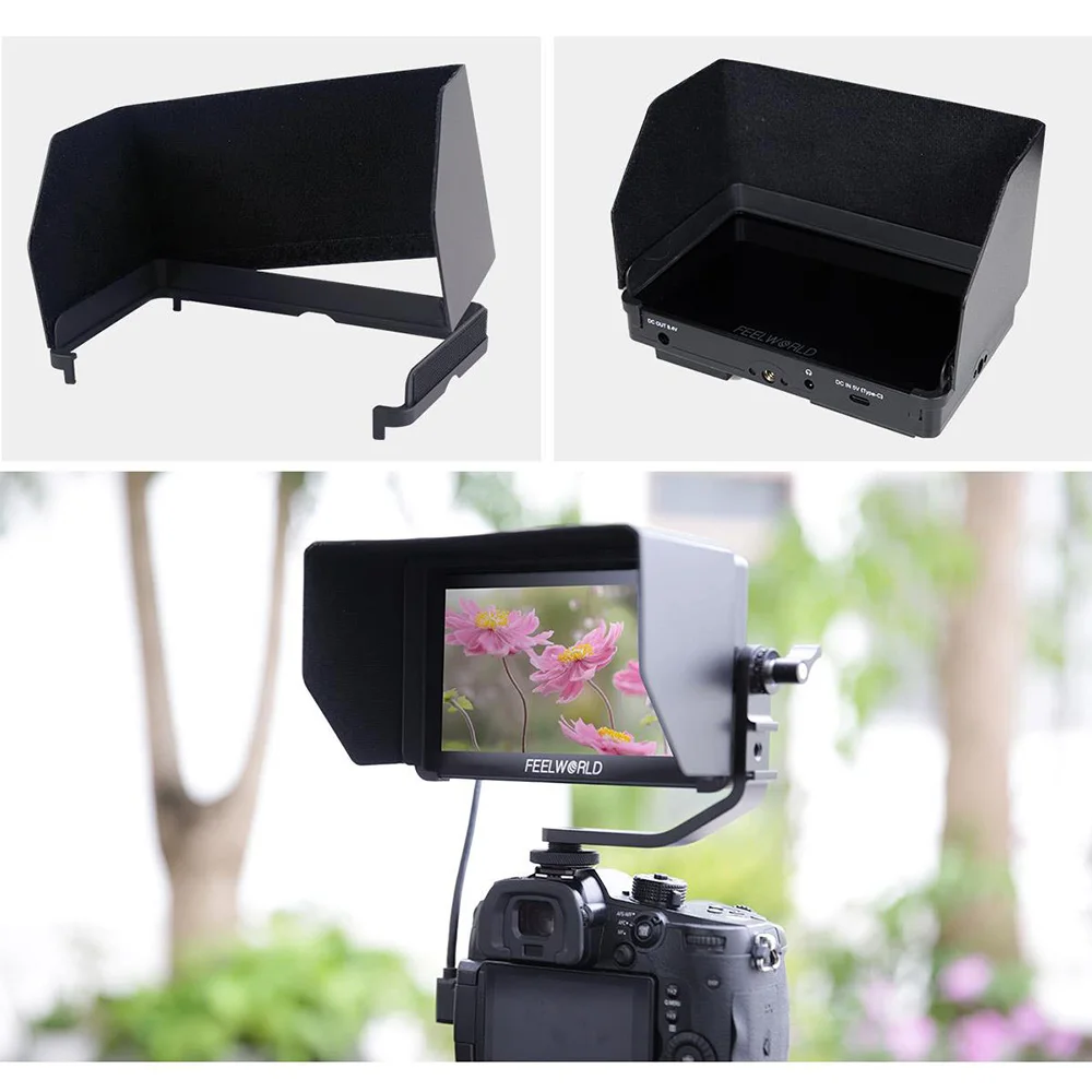 Feelworld F5 PRO Sunshade Portable Light Weight Flexible Installation for 4K HDMI Input On Camera Video DSLR Field Monitor