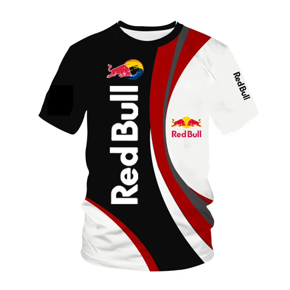 2025 ใหม่ Red Bull ผู้ชายแขนสั้น Red Bull พิมพ์เสื้อยืด Harajuku Leisure Trend Red Bull กลางแจ้ง Off Road Racing เสื้อผ้า