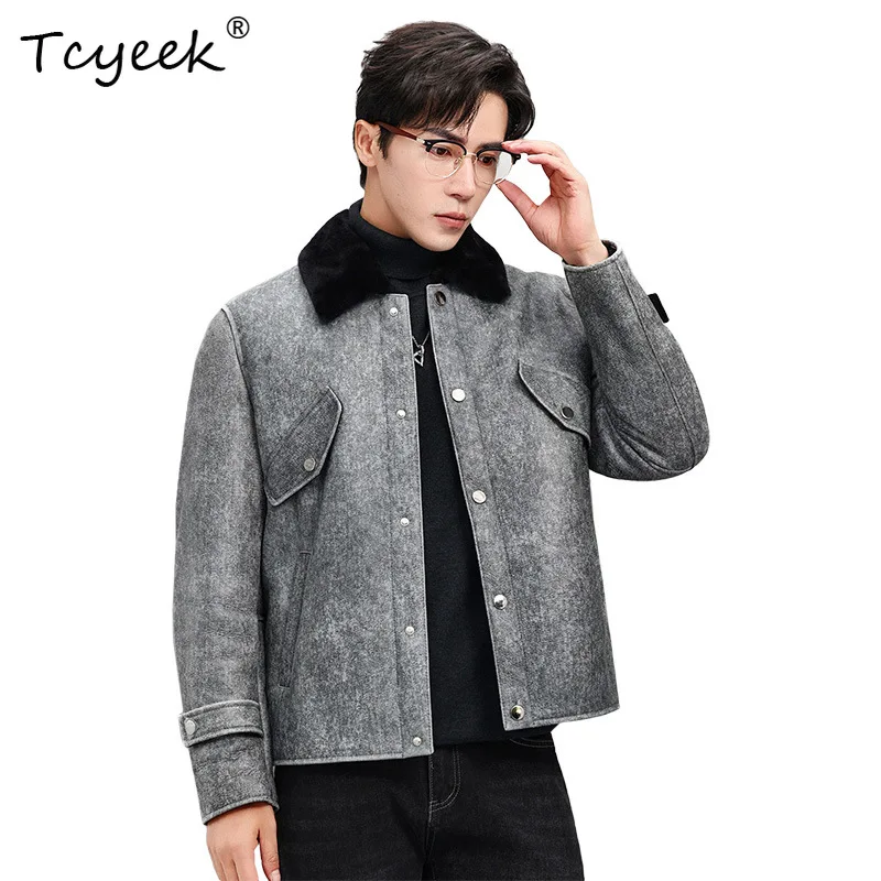 Tcyeek Cozy Original Sheepskin Jacket for Men Real Leather Coat Men's Winter Warm Thickened Clothes High Quality Jacket Jaqueta