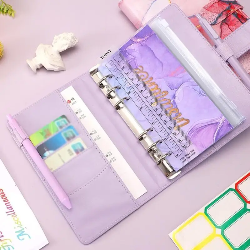M5TB طلاب لطيف PU BINDER BINDER PLINNERS من أجل ث/ مغلف نقدي واضح ل