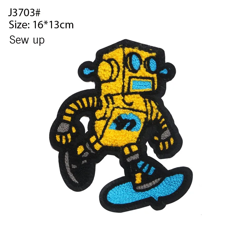 Fashion Cute Cartoon Embroidery Towel Bear Mouse Head Robot Frog Badge Stripe DIY Down Jacket T-shirt Dress Pants