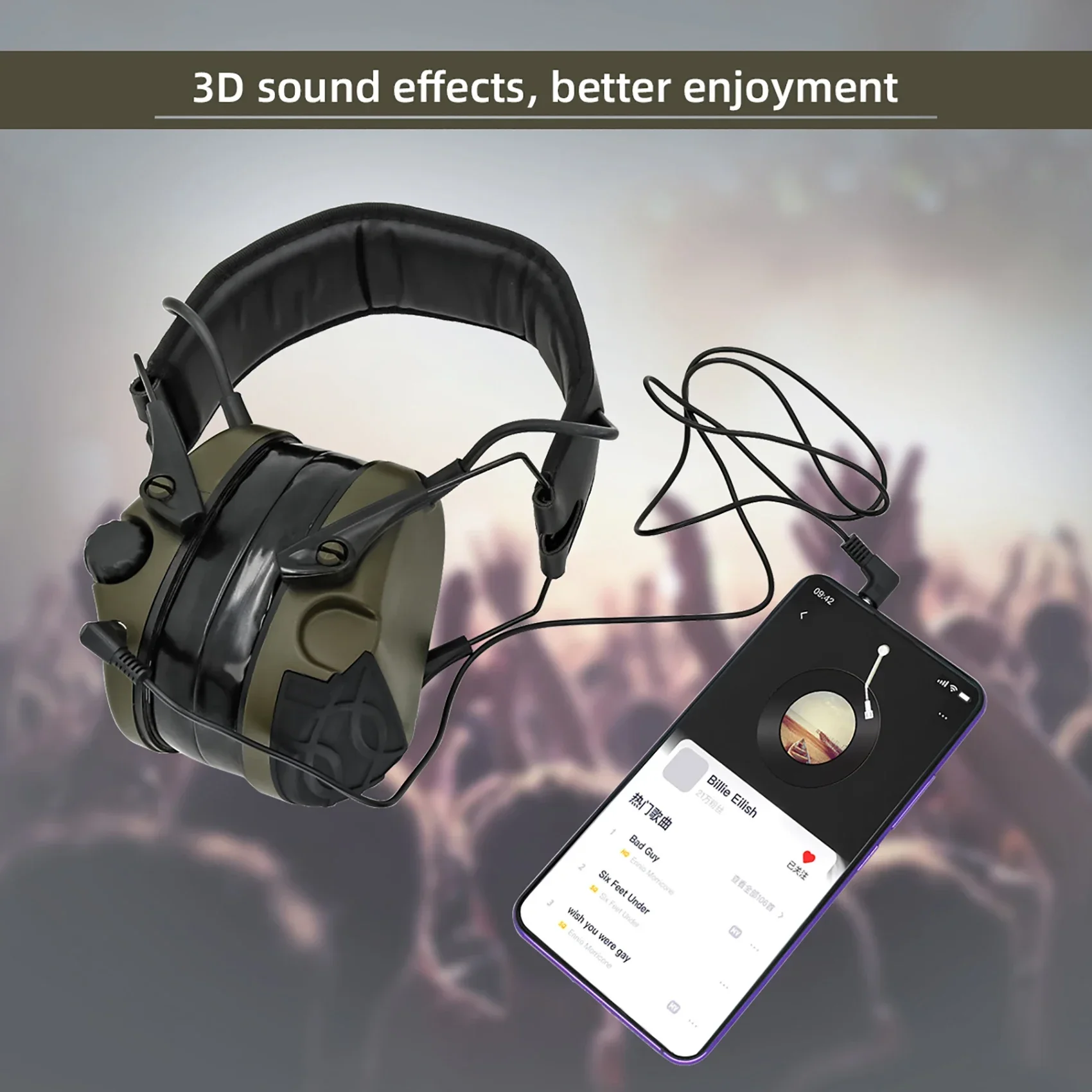 3D IPSC Tactical Headset Set for IPSC Noise Cancelling Shooting Airsoft Tactical Headphones Hunting Headphones