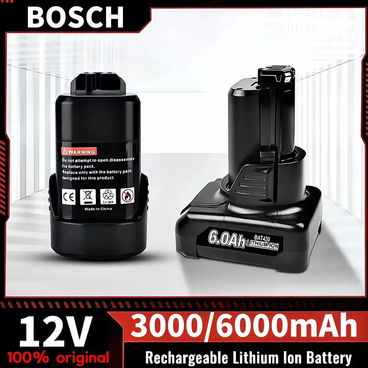 New 10.8/12V Battery For BOSCH 3.0/6.0Ah Rechargeable Li-ion Battery compatible BAT411 BAT412 BAT413 BAT414  Cordless Power Tool